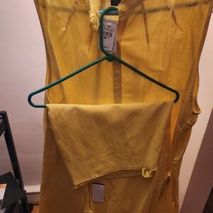 Linen and rayon yellow skirt and sleeveless top yellowish size 24